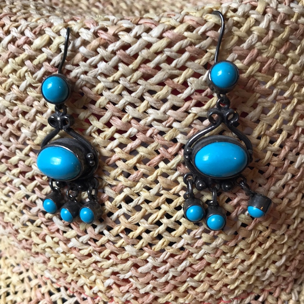 Turquoise and Gunmetal Earrings